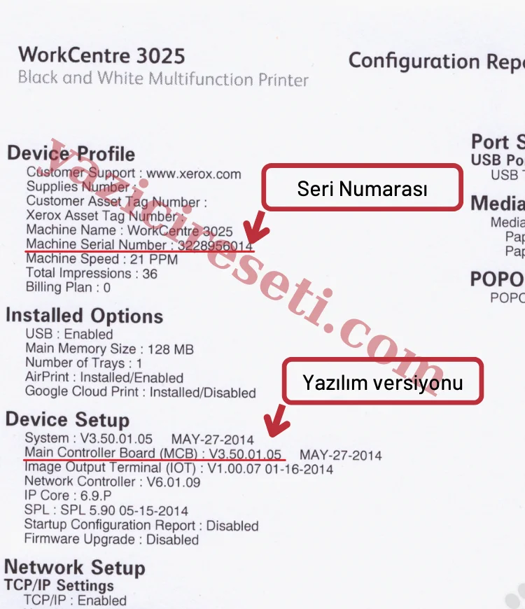 prez  取引進行ページ Xerox WC-3025Ni Yazıcı Reset Çipsiz Toner Kullanma Yazılımı